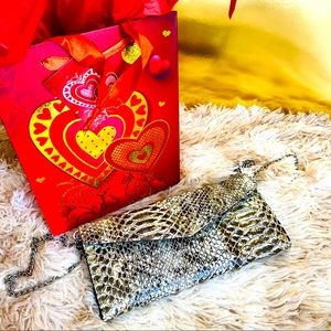 Animal Print leather  black wallet crossbody bag